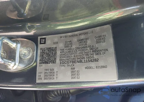 2020 Chevrolet Colorado 4Wd Short Box Wt из США, поврежденный, VIN 1GCGTBEN8L1154282